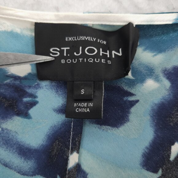 ST JOHN Boutiques Silk Stretch Blouse Drape Dolman Cold Shoulder SMALL - READ!! - Picture 6 of 16